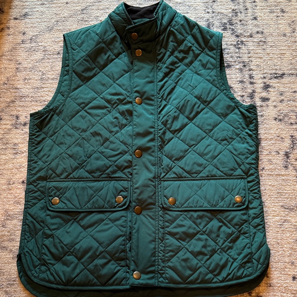 J. McLaughlin Green Quilted Jacket with Brass Accents